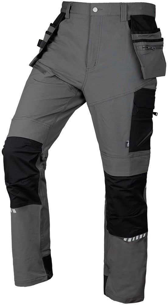 Spodnie robocze Mix&Match, 4 way stretch, z kaburami, Cordura, szaro-czarne, rozmiar L