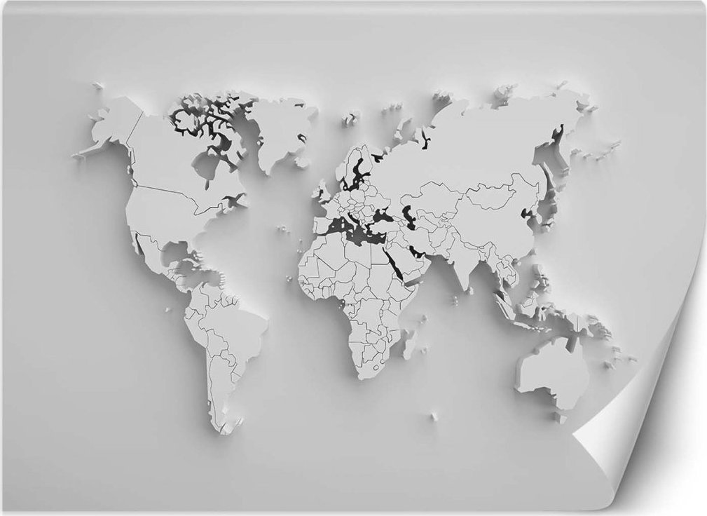 Feeby Fototapeta, Biała mapa świata 3D - 400x280