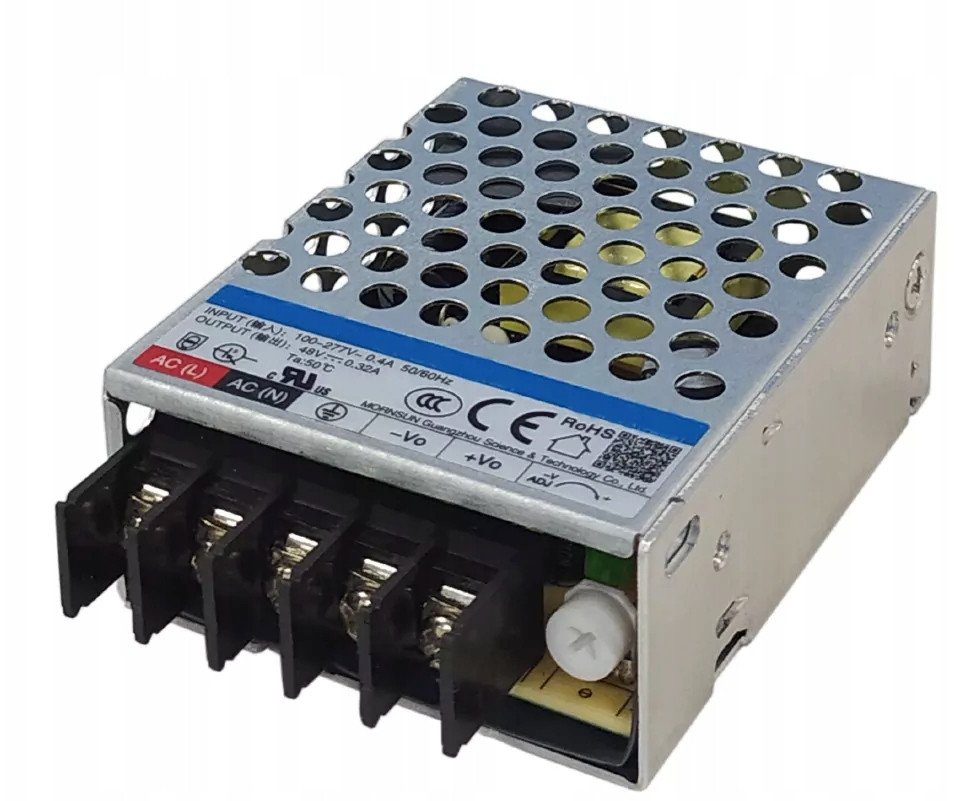 GLP: 24V/0.625A/15W enclosed PSU, Uin = 85-305VAC / 100-430VDC, Cover for terminal block