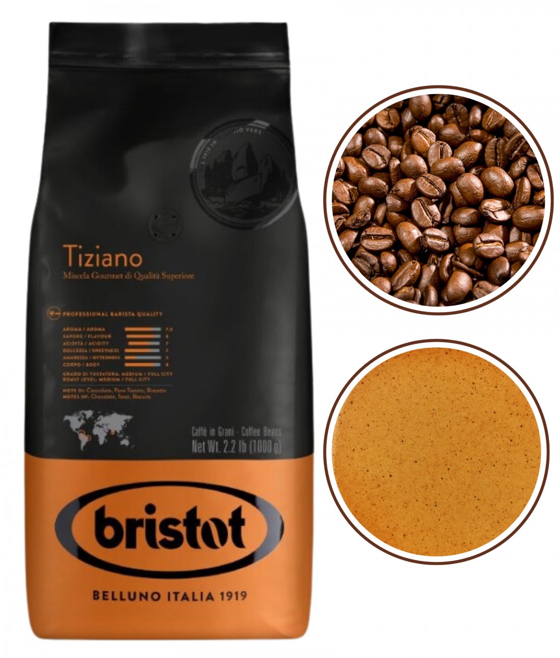 Bristot Tiziano Kawa ziarnista czarna do ekspresu 1kg