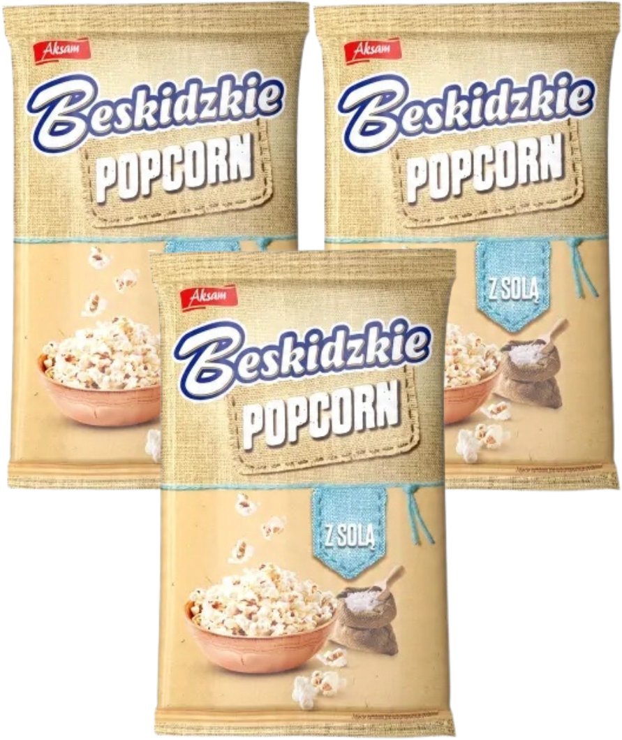 Beskidzkie Popcorn z solą 90 g x 3 sztuk