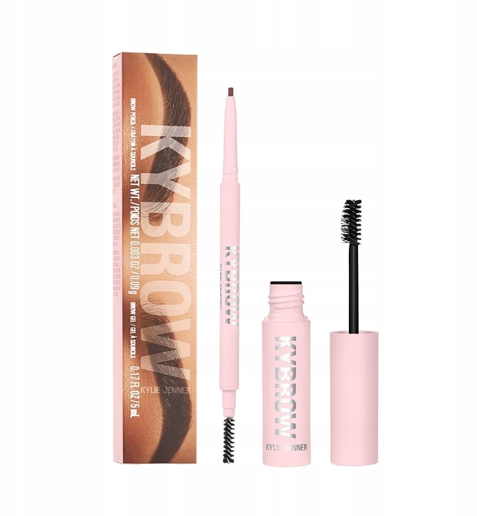 Set Kylie Cosmetics: Kybrow, Defined, Eyebrow Cream Pencil & Brush 2-In-1, 005, Dark Brown, 0.09 g + By Kylie, Define, Eyebrow Gel, Translucent, 5 ml