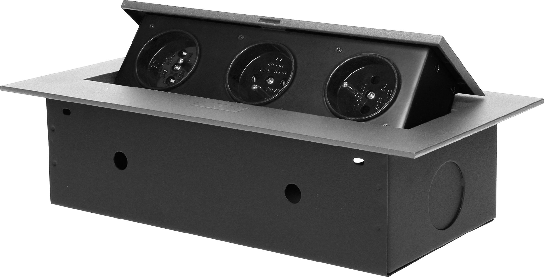 Orno Gniazdo meblowe wpuszczane w blat z płaskim rantem, 3x2P+Z, srebrne