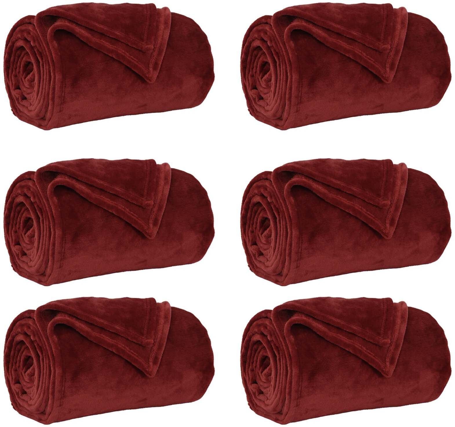 vidaXL Koce narzutowe 6 pcs Bordeaux Czerwony 130 x 150 cm Polar