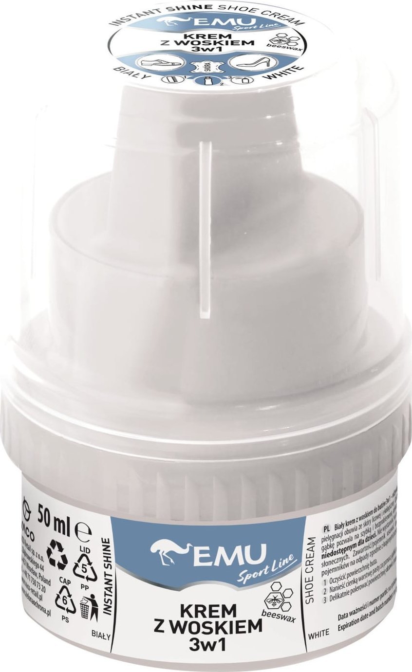 Vaco EMU Sport Line Krem z woskiem do butów 3w1 Biały 50 ml