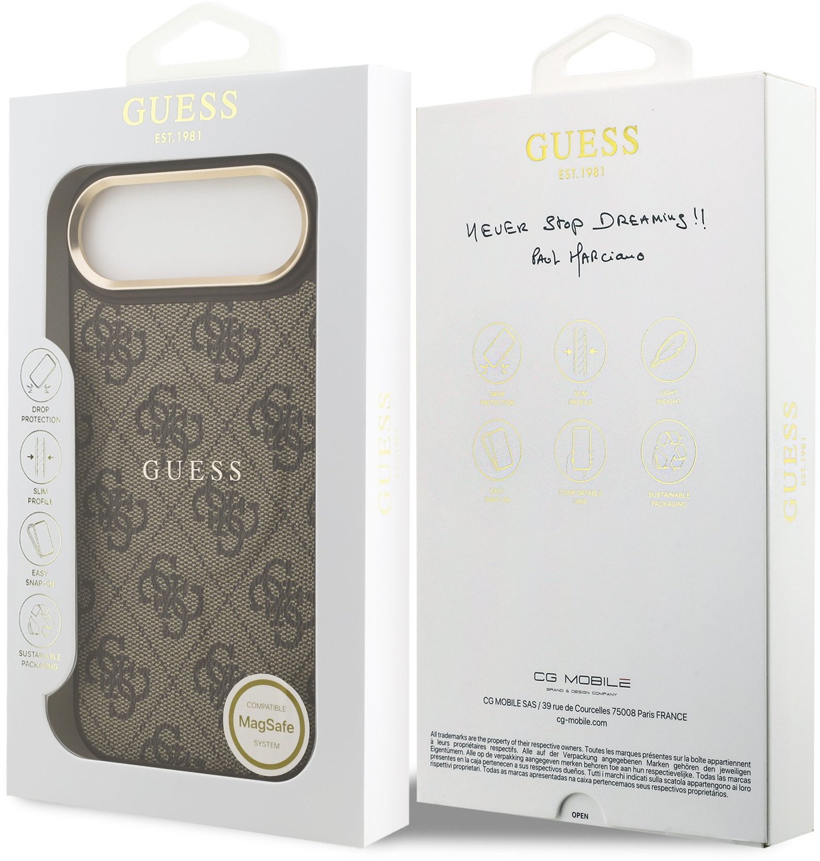 GUESS futerał do IPHONE 17 Air kompatybilny z MagSafe GUHMP17MP4MSEGCW (PU 4G W/ Classic) brązowy