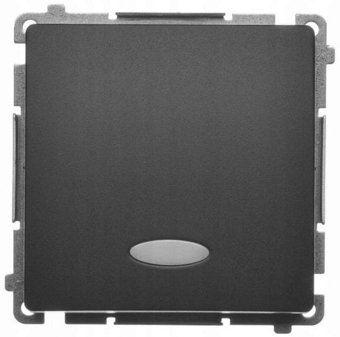 Simon Basic Łącznik jednobiegunowy z podświetleniem LED (moduł) 10AX, 250V, szybkozłącza, czarny BMW1L.01/49