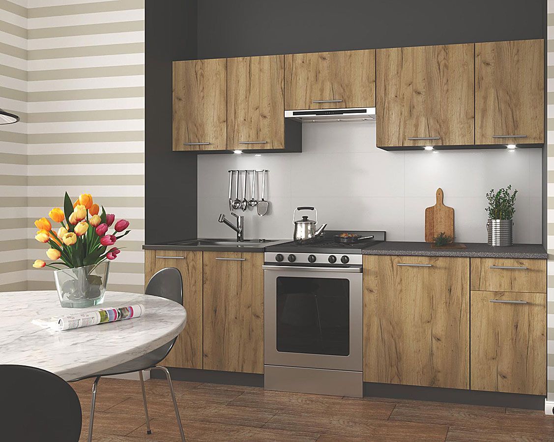 Elior Zestaw mebli kuchennych Silva - dąb votan + antracyt