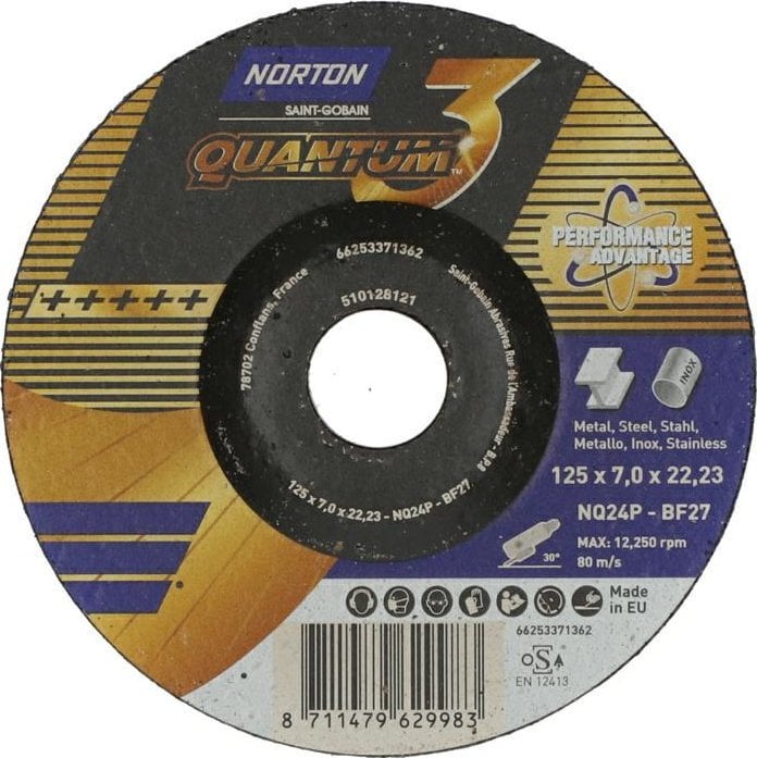 Norton Clipper Tarcza szlifująca NQ24P-125x7.0x22.23-T27 NOR-Quantum 3