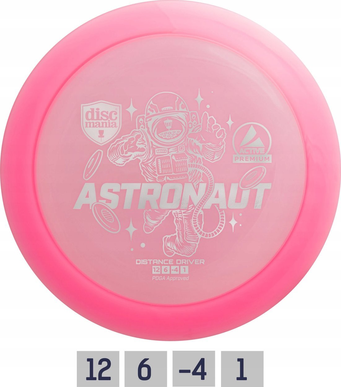 Pink Pink Diskgolfo diskas Distance Driver ASTRONAUT Active Premium Rožinė