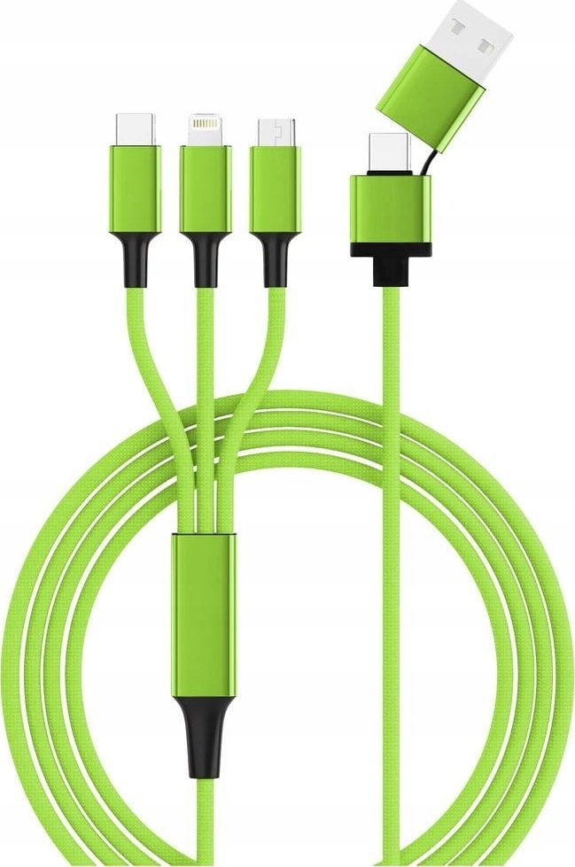Kabel USB USB-A + USB-C - USB-C 1.2 m Zielony (SMRTER_HYDRA_ULT_GN)