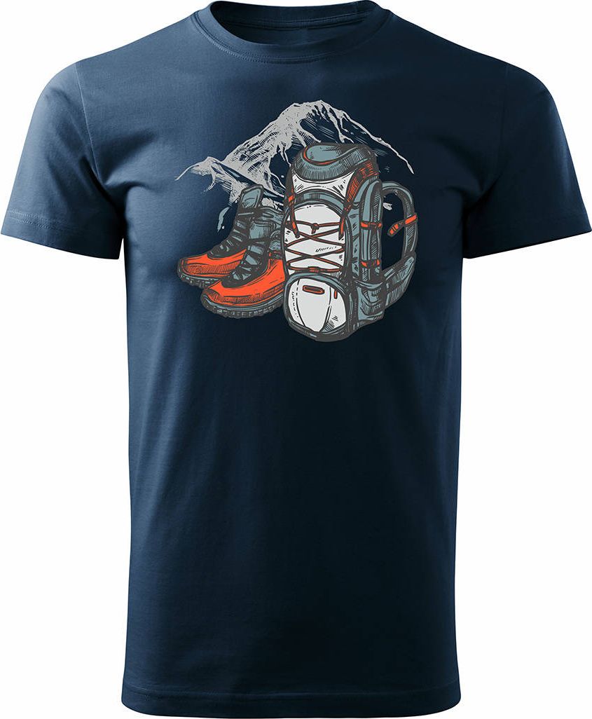 Topslang Koszulka z plecakiem z górami w góry turystyczna trekkingowa męska granatowa REGULAR XL