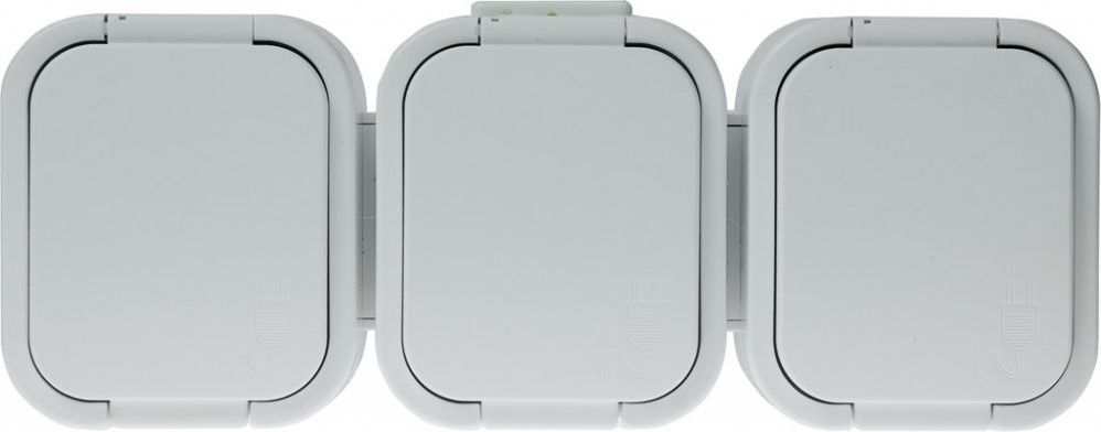 Abex Gniazdo wtyczkowe potrójne 3x2P+Z bryzgoodporne z klapką w kolorze wyrobu IP44, biały B2 (NT-316 B2 BIAŁY)