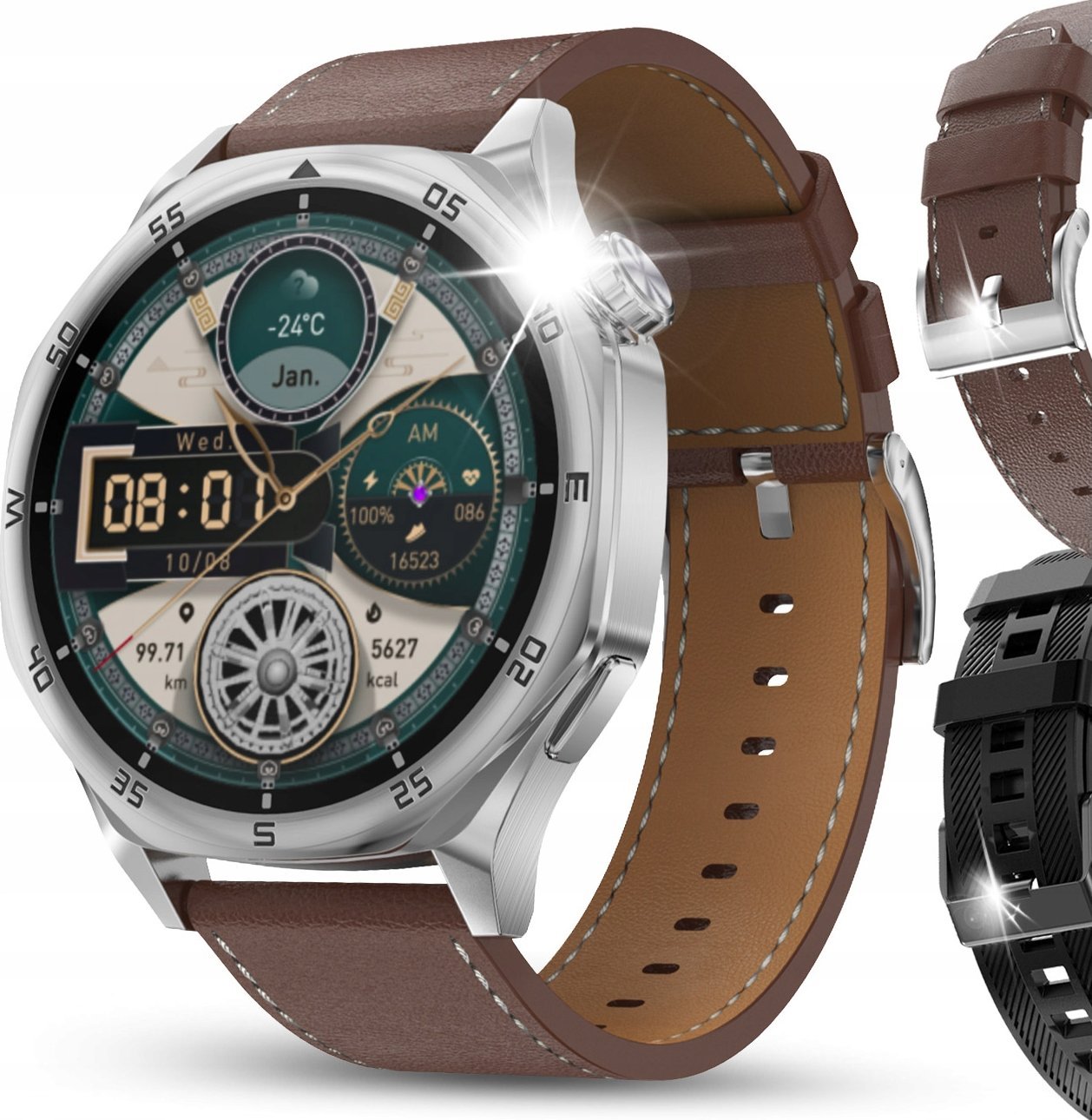 SMARTWATCH ZEGAREK MĘSKI ROZMOWY AMOLED 4GB POLSKIE MENU MP3 WODOODPORNY PL