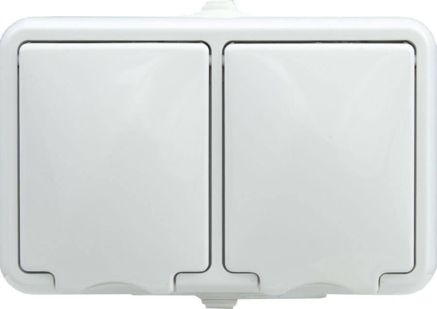 KOS HYDRO LINE Gniazdo hermetyczne podwójne z/u 16A IP44 z klapką pełną białe (120436)