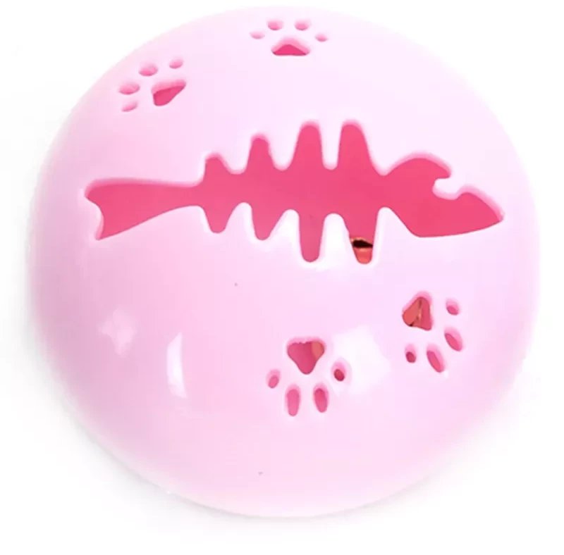 Piszcząca zabawka 5cm dla kota w kształcie kuli z wzorem ości rybki