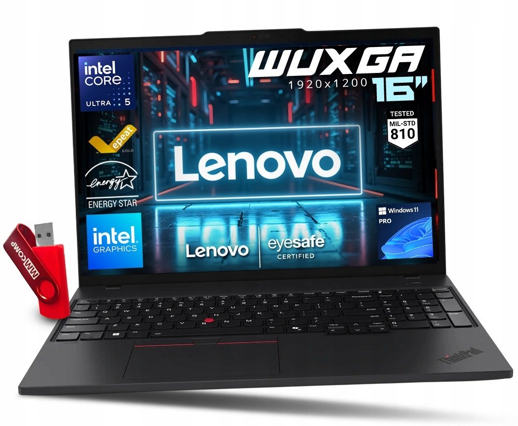 Laptop Lenovo ThinkPad T16 G3 Core U5 32GB 2TB SSD WUXGA IPS PROFESJONALNY