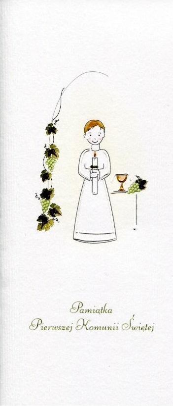 MAK Karnet Komunia Chłopiec winogrona MAK