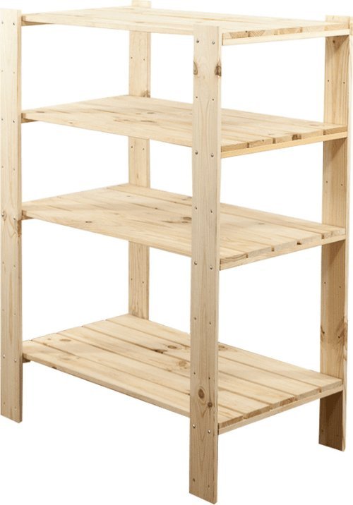 Wamar-Sosenka MAXI Regał Drewniany 115x80x50 cm 4 Półki ażurowe Surowy Drewno sosnowe Naturalny MAXI-3MA+ / Wamar-Sosenka