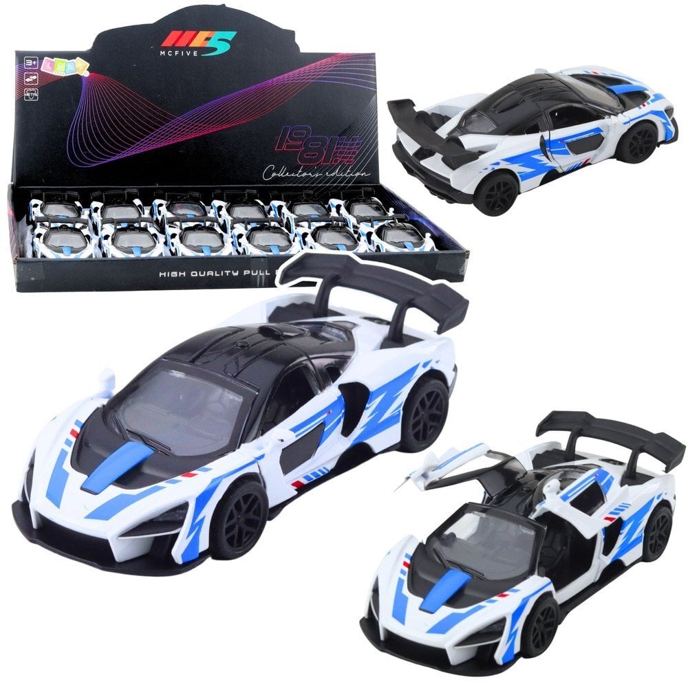 Samochód Sportowy Wyścigowy Metalowy Napęd Otwierane Drzwi Biały 1:32