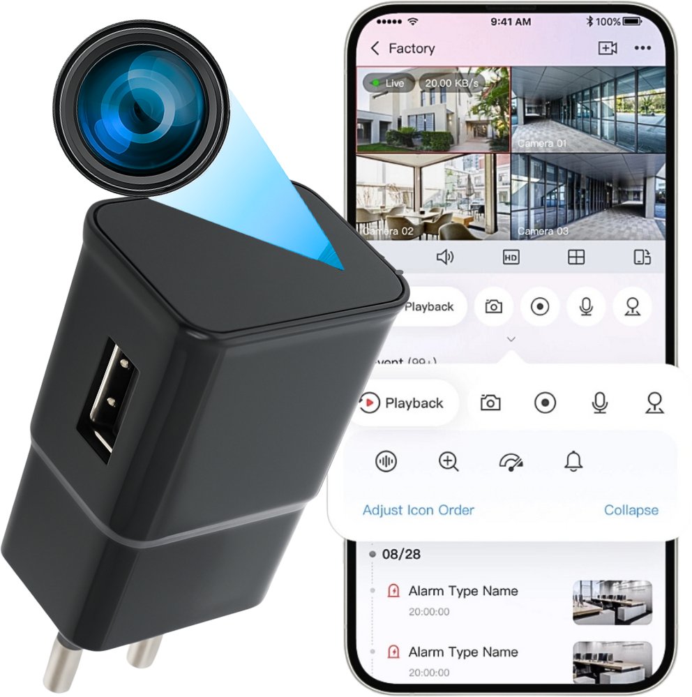 MINI KAMERA WIFI SZPIEGOWSKA UKRYTA W GNIAZDKU ANDROID ZDALNY PODGLĄD RUCHU