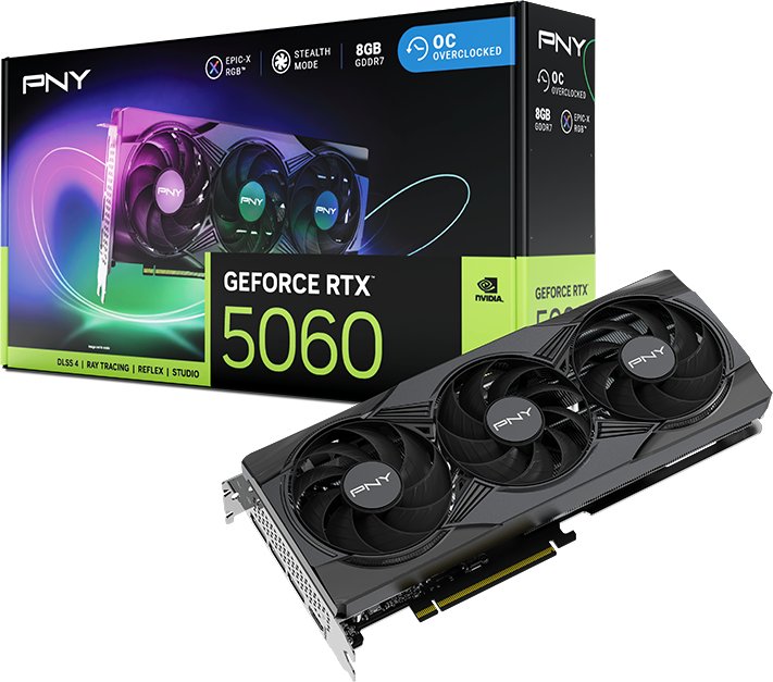 Karta graficzna PNY GeForce RTX 5060 Epic-X RGB Overclocked Triple Fan 8GB GDDR7 DLSS4 (VCG50608TFXXPB1-O)