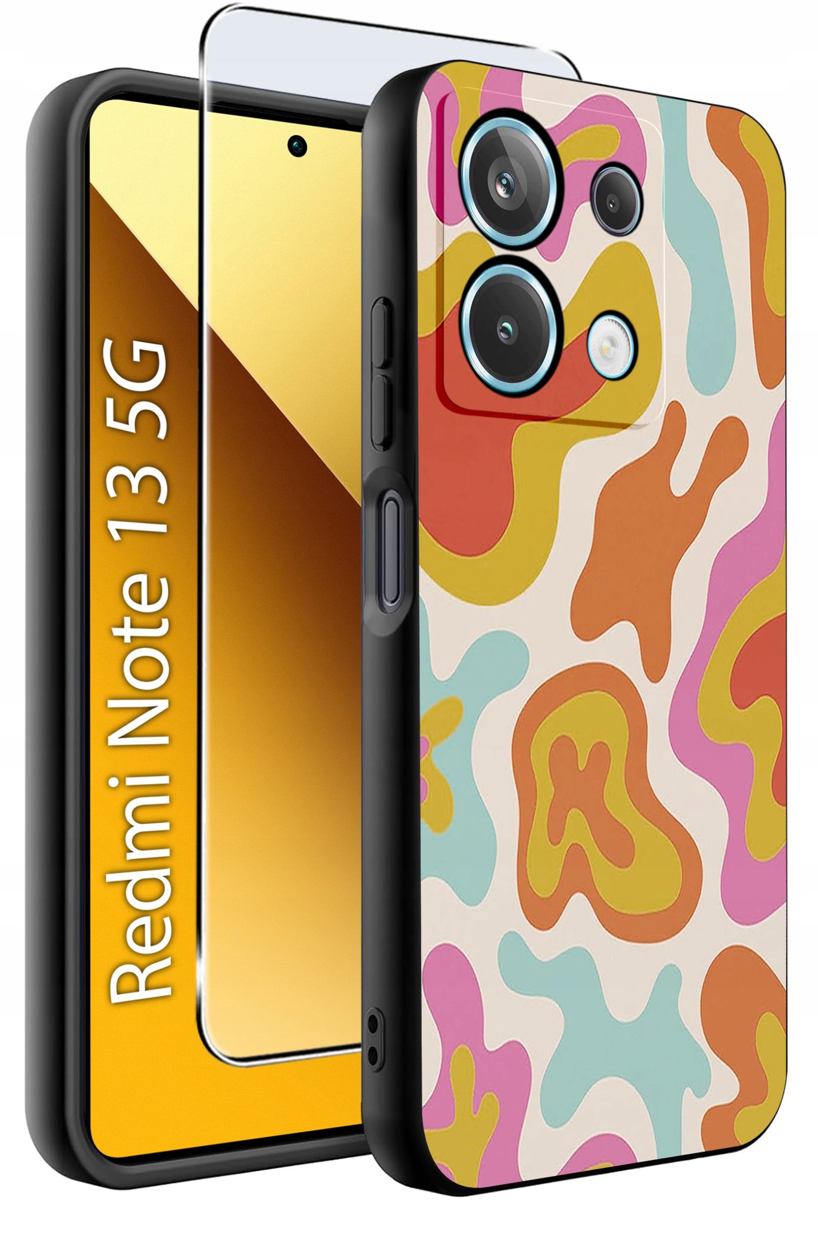 ETUI do Xiaomi Redmi Note 13 5G WZORY |SILIKONOWE MATT CASE +SZKŁO 9H