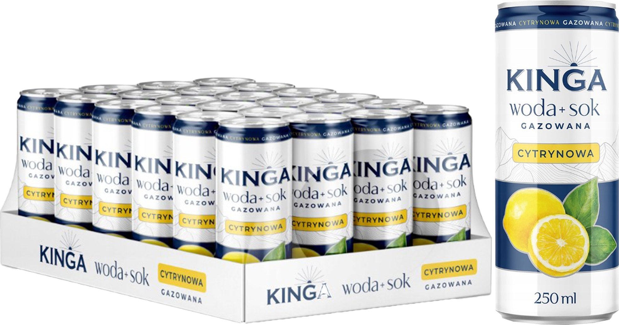 KINGA PIENIŃSKA Kinga Napój woda + sok gazowana cytrynowa 250 ml x 24 sztuki