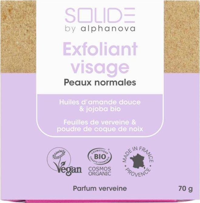 ALPHANOVA SOLIDE Alphanova Solide, Peelingująca kostka do mycia twarzy, 75g