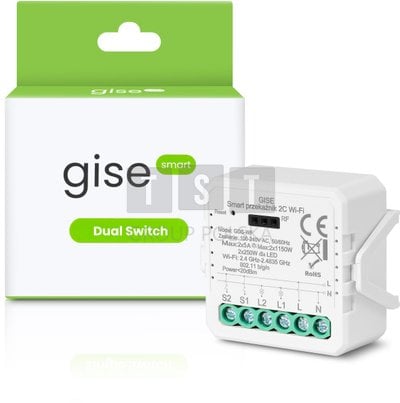 GISE Smart Podwójny moduł przekaźnikowy WiFi | Tuya | GDS-WF