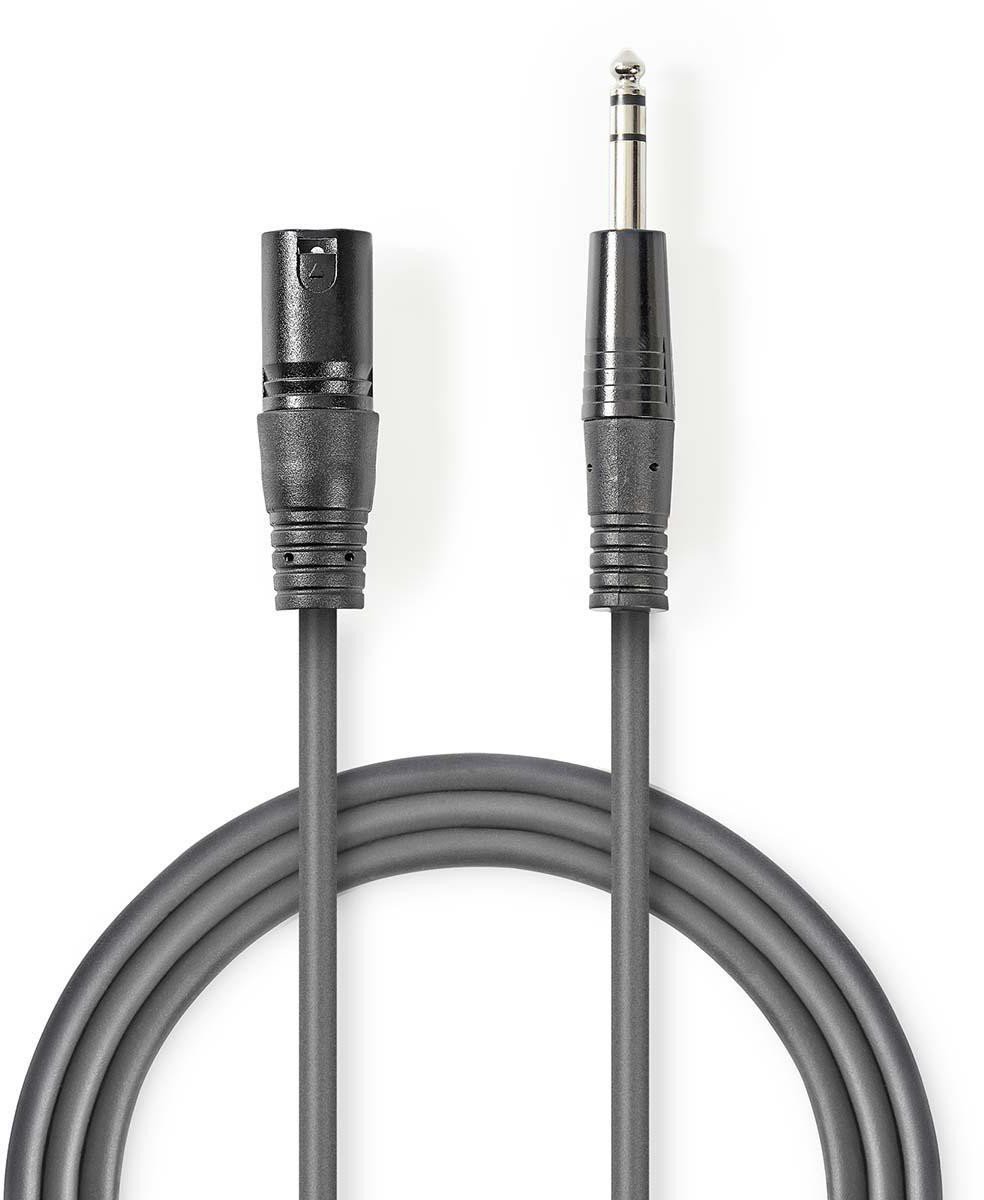 Kabelis Nedis XLR M - 6.35mm M 5m 5412810295746 COTH15100GY50 (5412810295746)