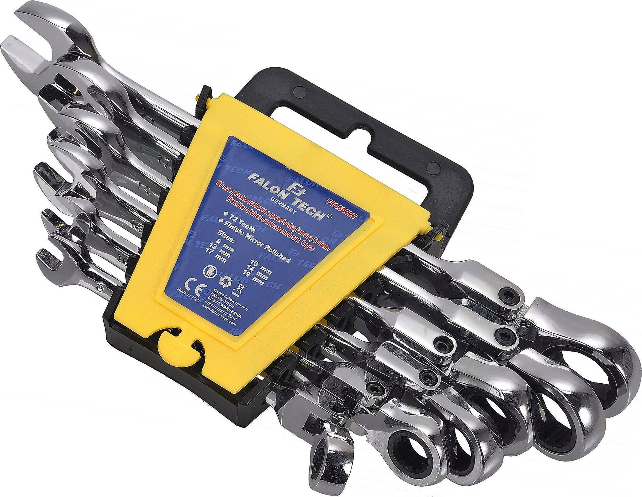 Falon-Tech KLUCZE PŁASKO OCZKOWE Z GRZECHOTKĄ ŁAMANE 8-19 6F