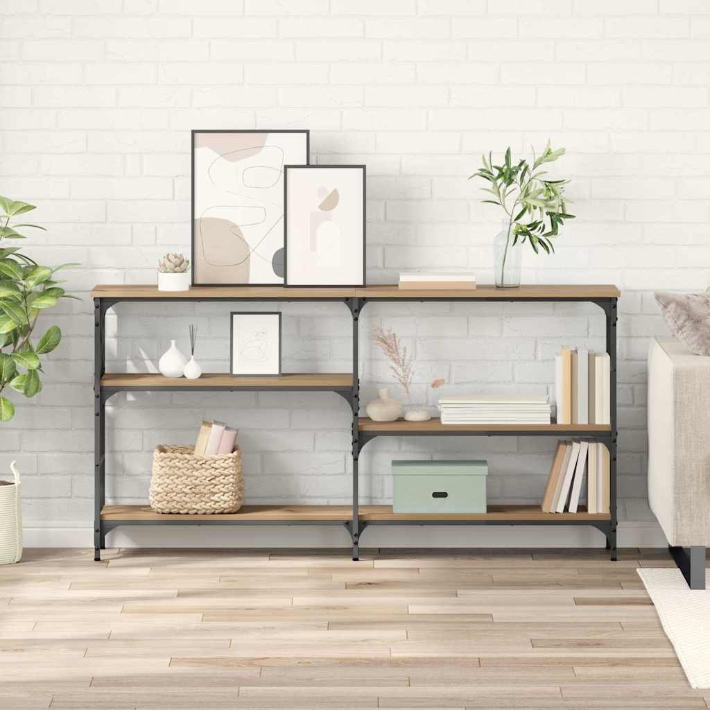 vidaXL Konsola stół dębowy rzemieślniczy 150 x 29 x 76.5 cm Materiał z drewna pochodzenia