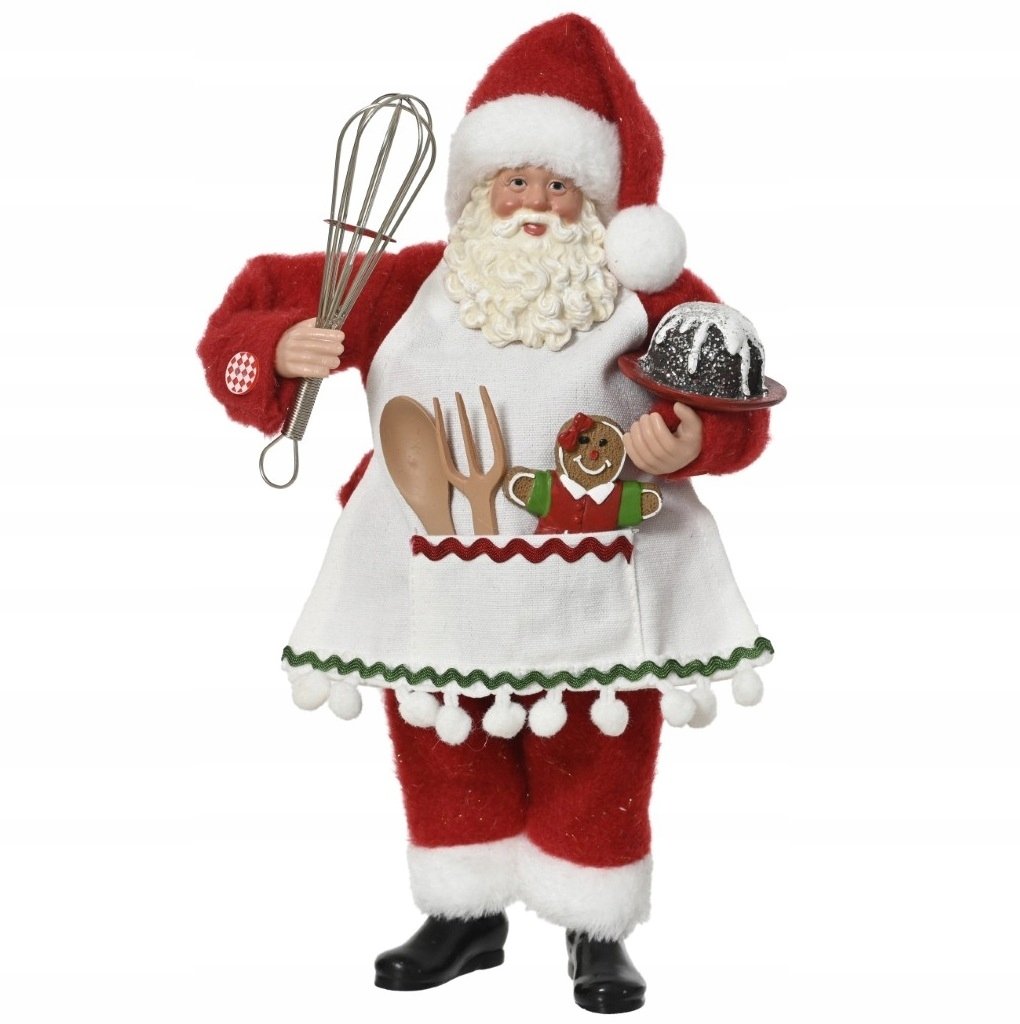Figurka Świąteczna Święty Mikołaj kucharz plastikowy 28cm 1szt
