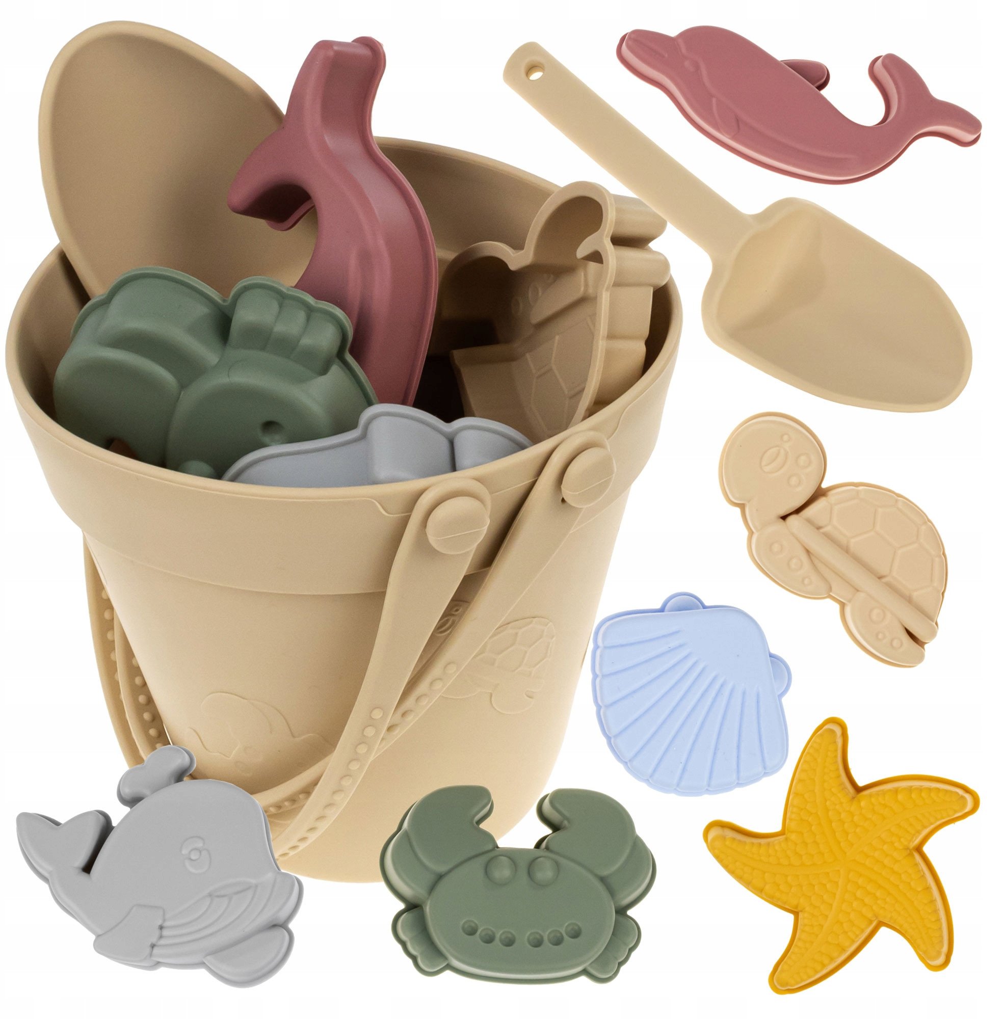 Silikonowe Zabawki Do Piasku Akcesoria Do Piaskownicy Wiaderko Foremki