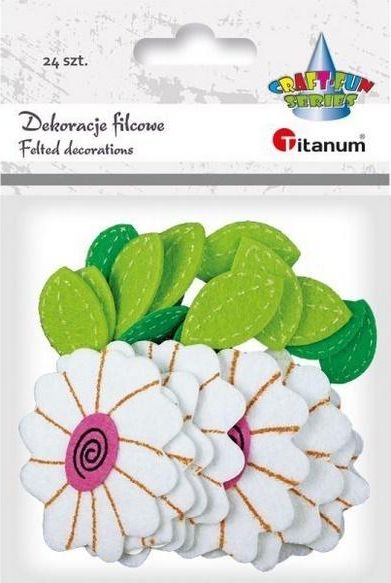 Titanum Naklejki filcowe 3D kwiatki, listki mix 24szt