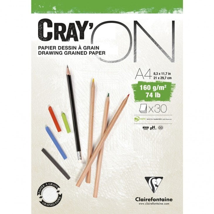 Clairefontaine Cray''ON, Multicolour, A4 (210 x 297 mm), 160 g/m², 30 sheets