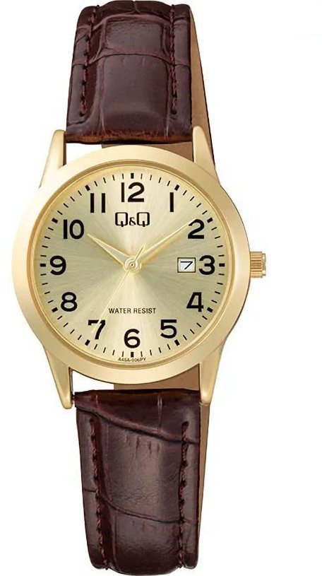 Zegarek Q&Q A45A-006P damski klasyczny złota tarcza cyfry datownik .