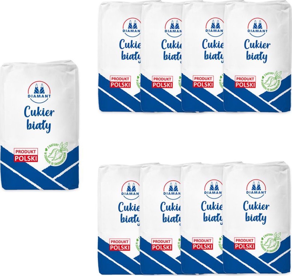 Diamant Diamant Cukier biały 1 kg x 8 sztuk