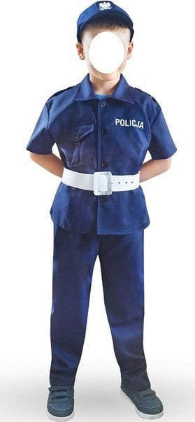 GoDan Strój Policjant koszula, spodnie, czapka, pasek rozmiar 120/130cm SL-PO12