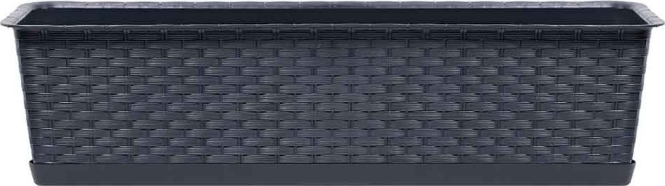 Prosperplast Skrzynka balkonowa RATOLLA SET ISR500P-S433, Doniczka prostokątna 49x17 cm, Kolor Antracyt, Prosperplast