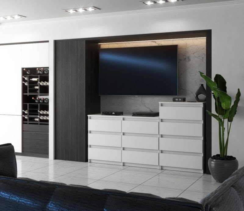 Komoda 10 Szuflad Pojemna Szafka Hugo Stolik Rtv 160cm Salon Biały Mat