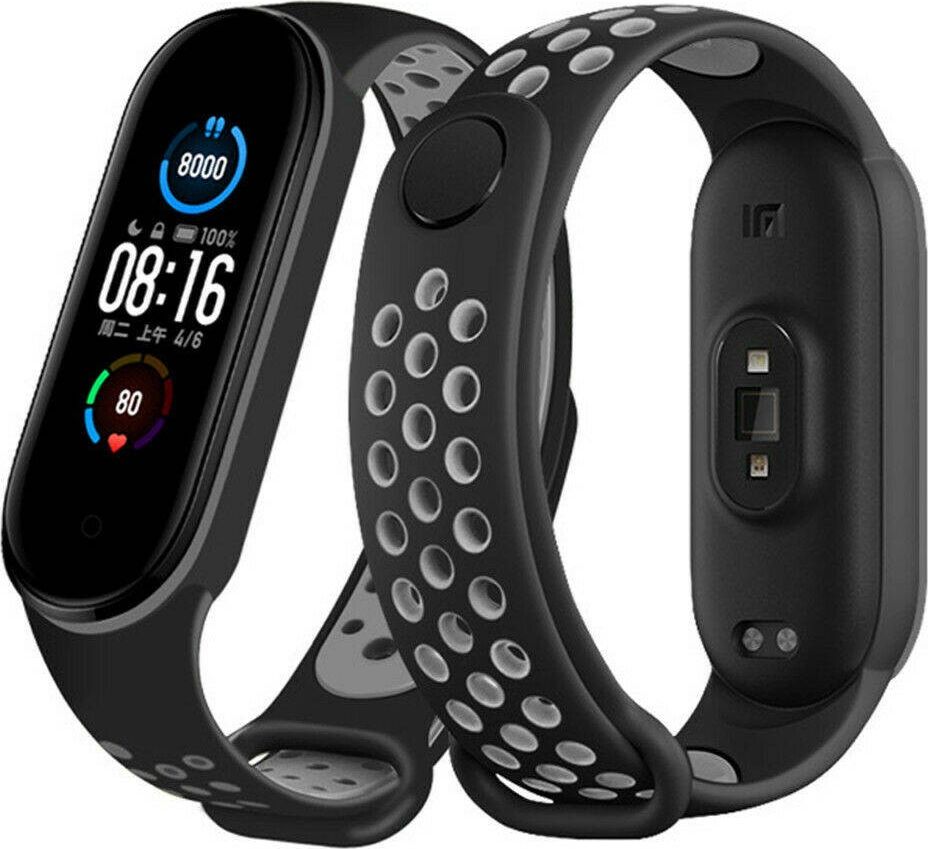 Opaska do XIAOMI MI SMART BAND 5/6 Silikonowa czarno-szara