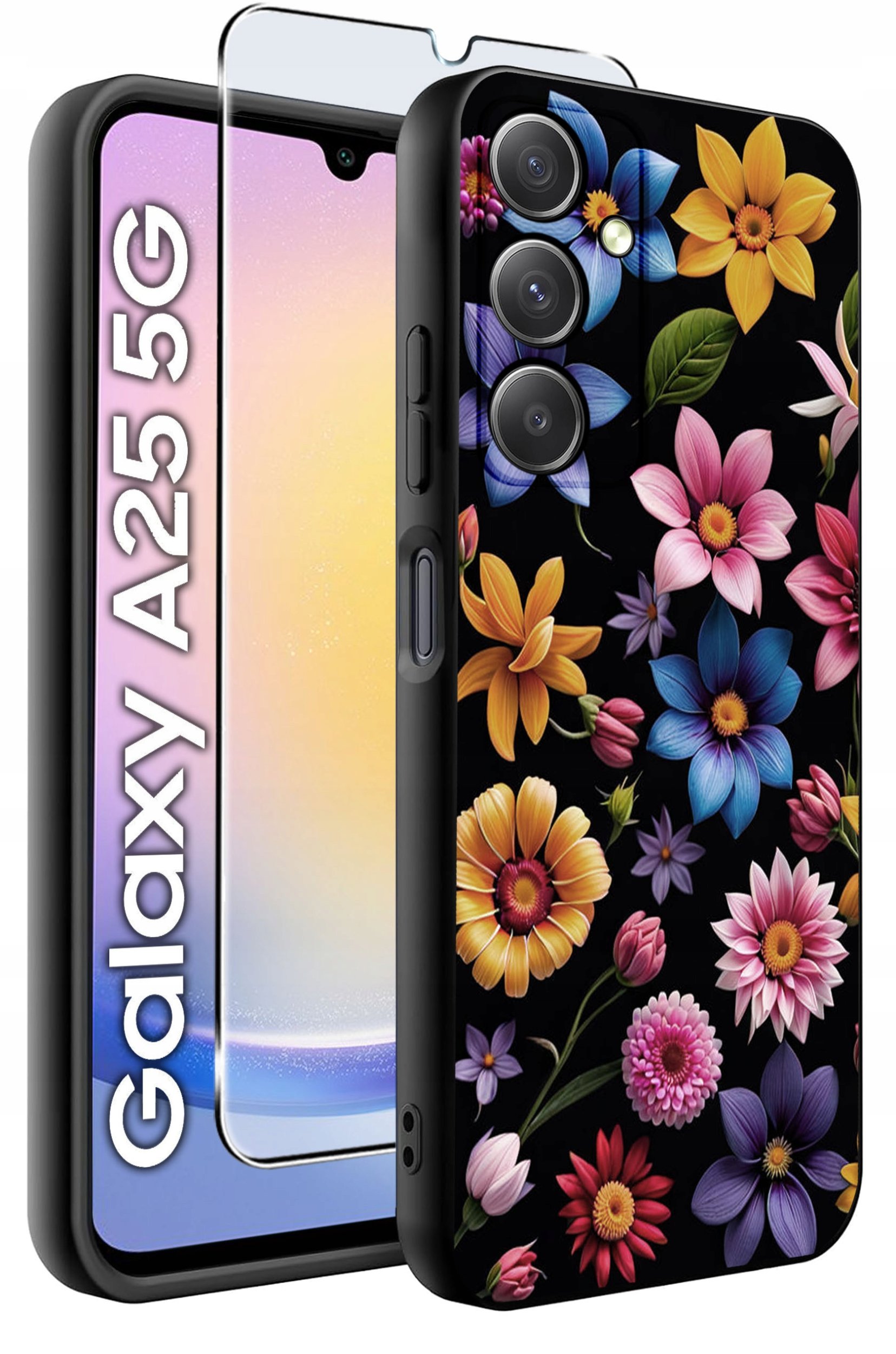 ETUI do Samsung A25 5G WZORY | SILIKONOWE MATT CASE + SZKŁO HARTOWANE 9H