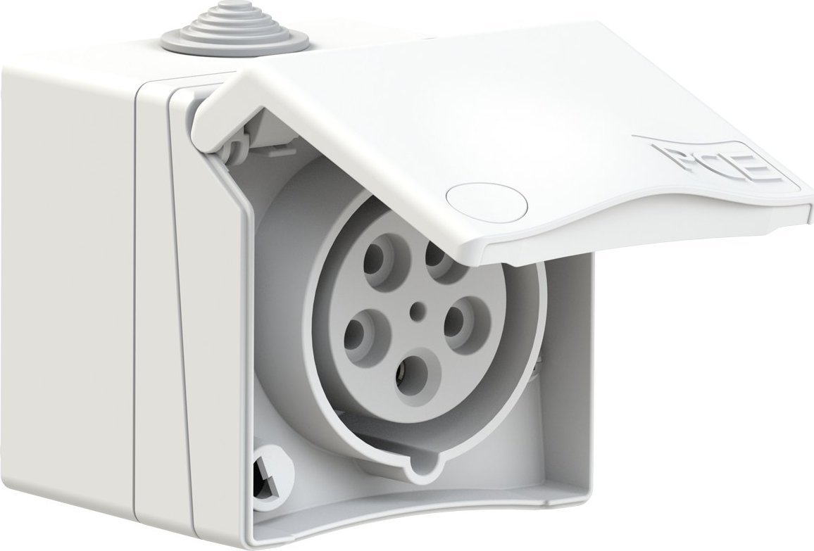 PCE Gniazdo nadtynkowe przelotowe zabudowane seria Design 16A 3P+Z+N 400V IP44