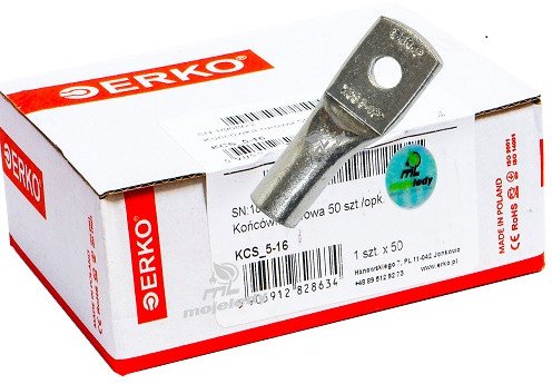 Końcówka oczkowa rurowa KCS CU 16mm M5 50szt ERK