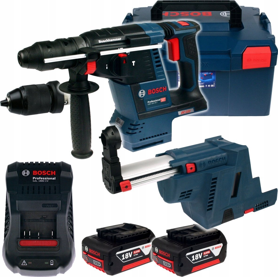 Młotowiertarka Bosch BOSCH MŁOT SDS+ GBH 18V-26 F SOLO 2,6J +UCHWYT 13mm +ODSYS. GDE 18V-16 LB