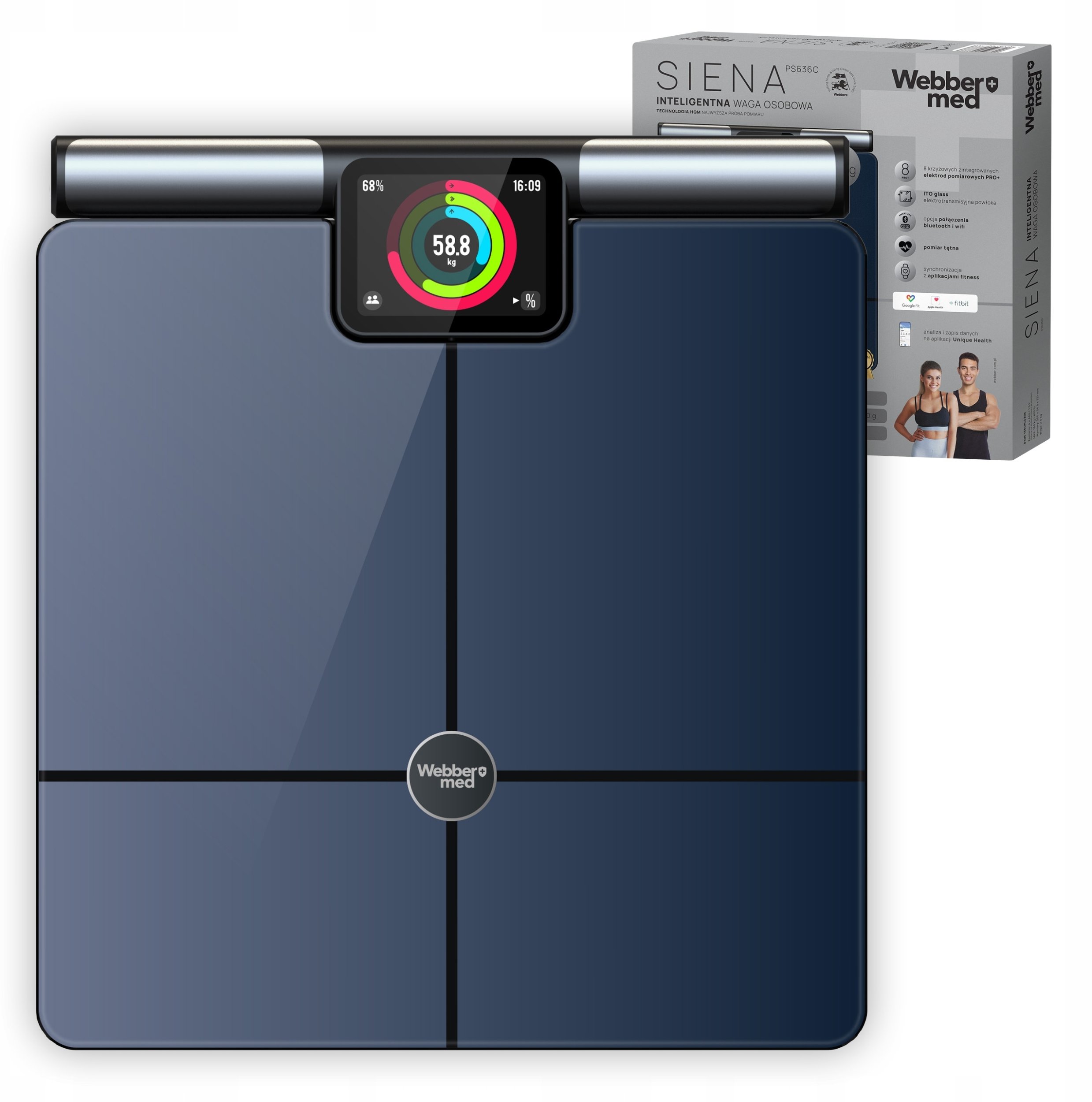 Waga Łazienkowa Analityczna 57 Parametrów Apple Health, Google Fit, WIFI