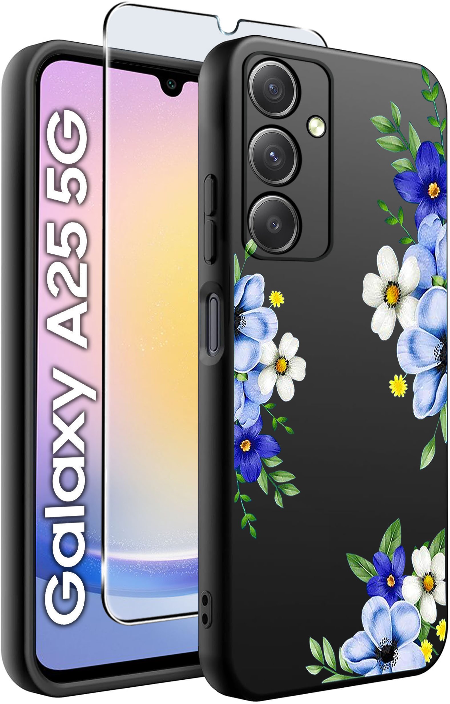 ETUI do Samsung A25 5G WZORY | SILIKONOWE MATT CASE + SZKŁO HARTOWANE 9H