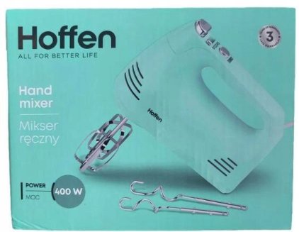 Mikser ręczny Hoffen 400W miętowy wymienne końcówki, regulacja prędkości